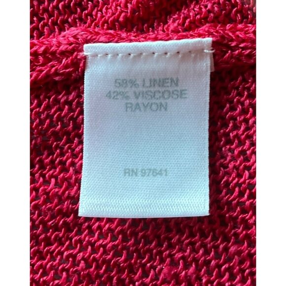 J Jill Sz XL Petite Cardigan Sweater Linen Blend lightweight Cherry Red - Picture 5 of 5